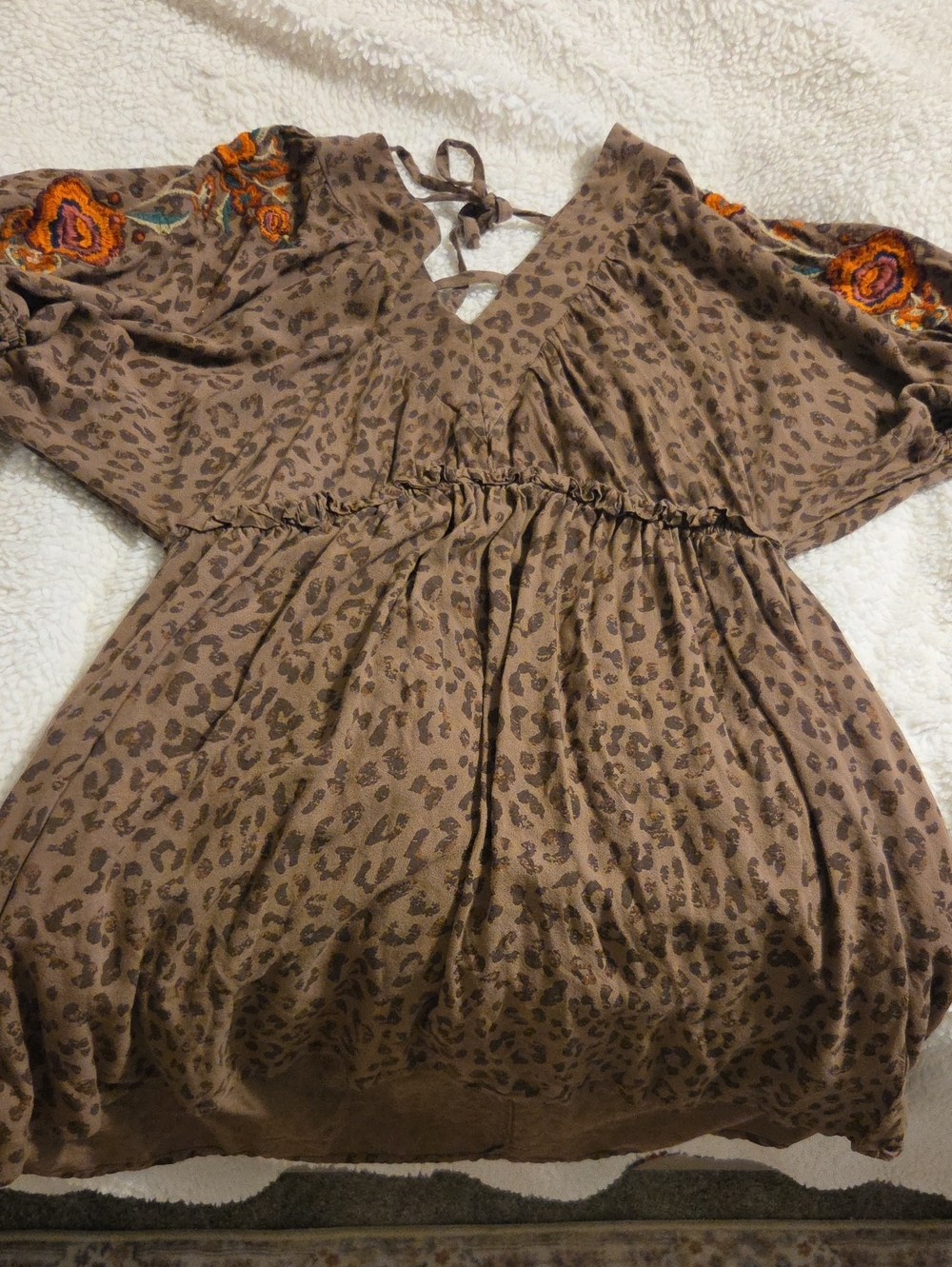 Cato Brown Leopard-Print V-Neck Tunic